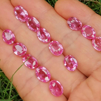 Natural Paparacha pink sapphire bare stone sapphire ring surface rough stone ring ear necklace pendant inlaid sunset color