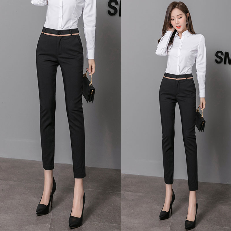 Spring and summer new high waist and body 90% smoke pipe pants women casual Western pants for work pants with slim fit 100 lap suit pants