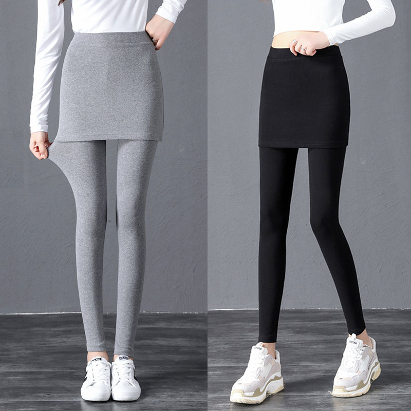 Inside lap pants one body fake two pants skirt female spring autumn damp outside wearing thin section high waist tight elastic display slim fit 100 lap dresses