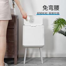 Creative and popular high-foot trash can push-type with lid living room bathroom wet and dry classification kitchen no bending double layer