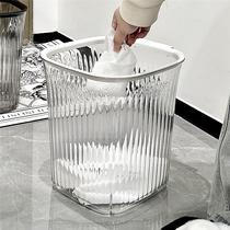 Pressure ring trash can for home large capacity living room bedroom kitchen special transparent lidless small acrylic toilet