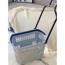 Supermarket shopping basket trolley with pulley grocery shopping basket snack shopping basket thickened convenience store supermarket basket