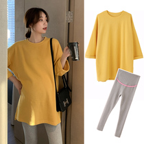 Pregnant womens autumn jacket womens long sleeves spring and autumn loose belly cover T-shirt Autumn Sweater long set