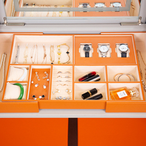 Jewelry box storage box multifunctional household cloakroom wardrobe leather drawer style European high-end luxury jewelry box