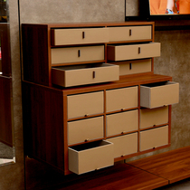 High-end wardrobe finishing leather drawer-type divider flannel home storage box artifact underwear bra socks customization