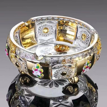 Flevinz roasted gold enamel flange crystal glass engraved ashtray mens ashtray home 1399