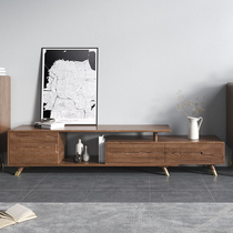 Nordic modern minimalist white wax wood full solid wood TV cabinet small family style living room light and luxurious cabinet telescopic lockers