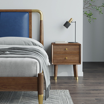 White Wax Wood Full Solid Wood Bed Head Cabinet Bedroom Light Lavish Bedside Cabinet Nordic Brief single door containing cabinet locker