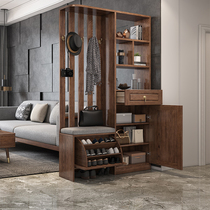 Nordic Full Solid Wood Genguan Cabinet Shoes Cabinet White Wax Wood Light Lavish Living Room Entrance Partition Screen Room Hall Cabinet Bifacial Combination
