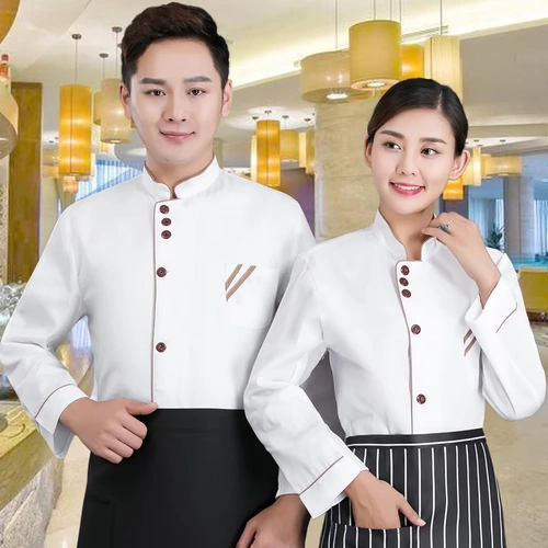 Шеф-повара Работа для одежды с длинным рукавом осень и зимняя мужская столовая ресторан кухонная одежда.