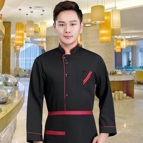 Шеф-повара Работа для одежды с длинным рукавом осень и зимняя мужская столовая ресторан кухонная одежда.