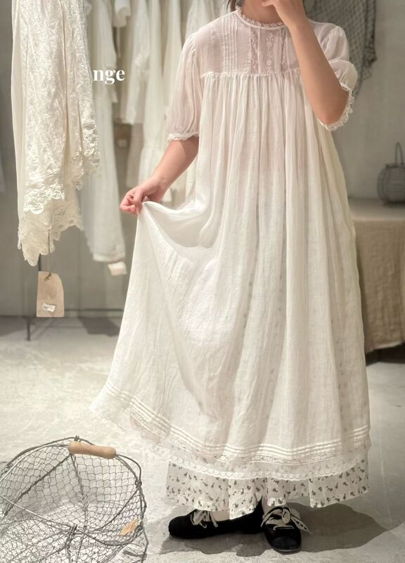 0706 Nnn Special Offer/100% Ramie Lace Embroidered Dress 8373 - Bust Size 120, Skirt Length 120