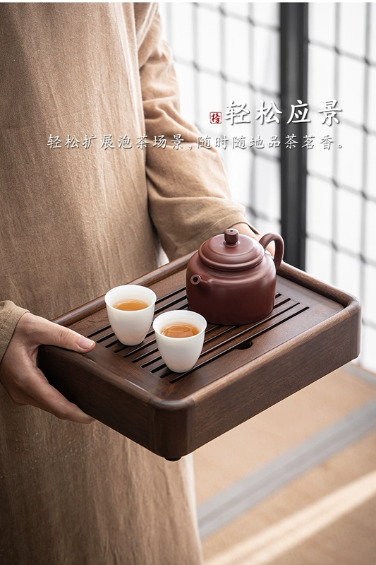 Bangsheng óc chó khay trà hộ gia đình nhỏ khay trà một người lưu trữ nước thoát nước trà biển bộ trà khay gỗ chắc chắn bong bóng khô khay khay gỗ chữ nhật