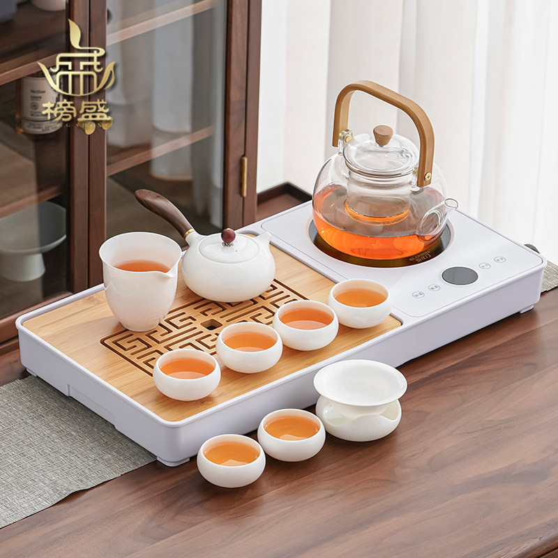 List Sheng Kung Fu Set of tea sets fully automatic upper water cooking teapot tea table small living room light and luxurious upscale tea tray-Taobao