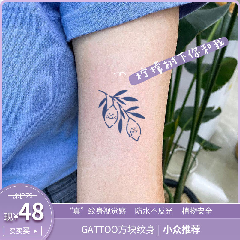 GATTOO real visual sense summer personality plant extract Waterproof sweatproof non-reflective square tattoo sticker