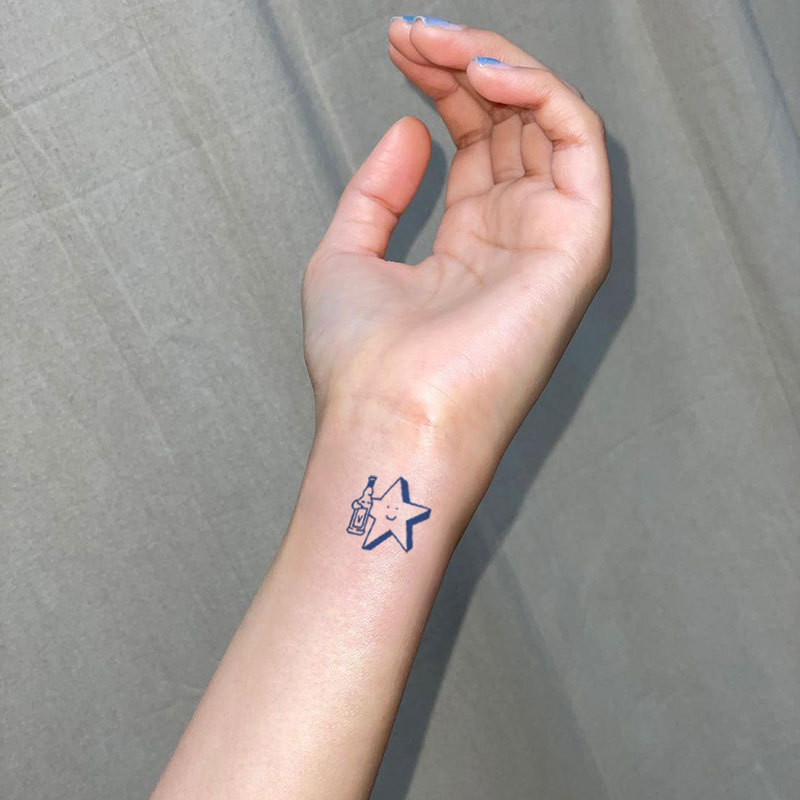 Gattoo Wine Bottle Star, No Water, No Glue, More Realistic, Innovative Two-Week Tattoo Stickers