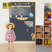 Magnetic cat childrens growth self-discipline table childrens life record table environmental protection color blackboard wall magnetic double layer graffiti baby blackboard paste parent-child interactive graffiti self-discipline table easy to wipe can be customized