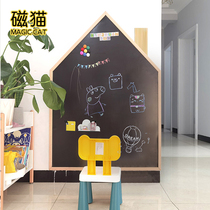 Magnetic Cat Bamboo Wood Frame Blackboard Wall Sticker Home Children Magnetic Blackboard Wall Kindergarten Teaching Writing Doodle Wall Baby Dust-free Creative Magnet Blackboard Sticker Writing Suit Environmental Protection Dust-free