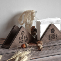 Nordic Black Walnut Triangle Tissue Rack Light Luxury Hotel Dining Table Tissue Storage Seat Custom Desk Number Tabletops