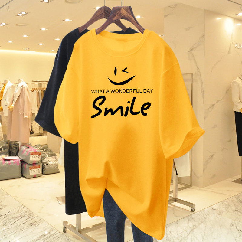 Ginger-Colored Textured Pure Cotton Short-Sleeve T-Shirt for Women, 2026 Summer New European Style, Oversized Loose Long Top ins Trendy