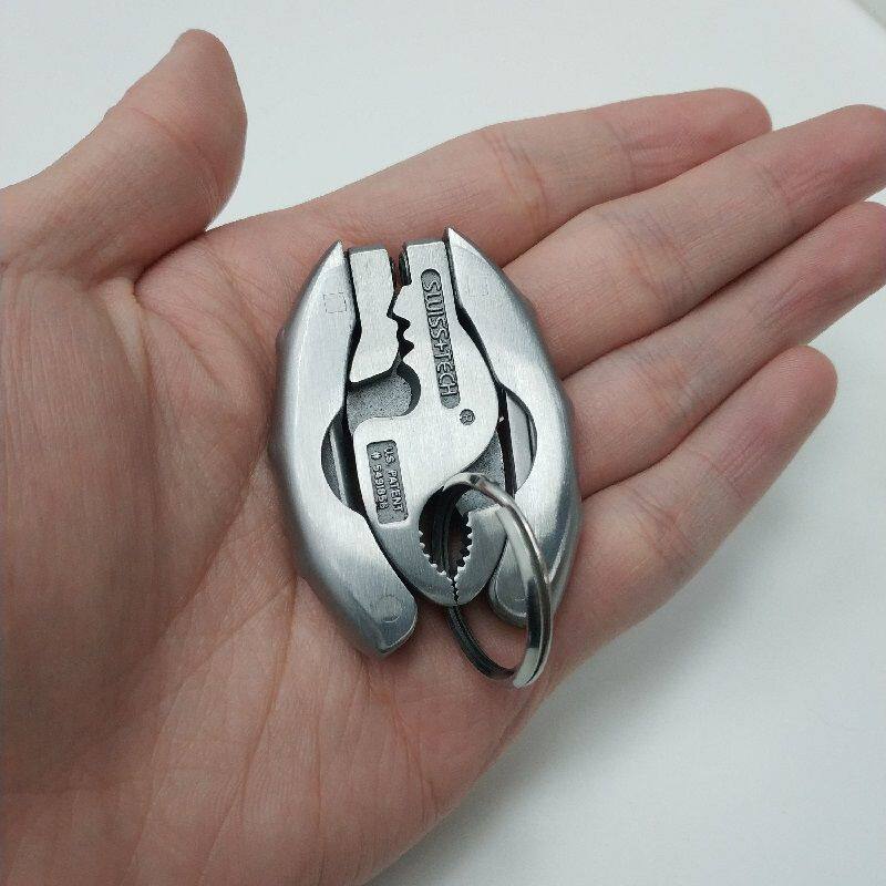 Household carp pliers multi-function key pendant 420 stainless steel folding elbow stripping pliers keychain