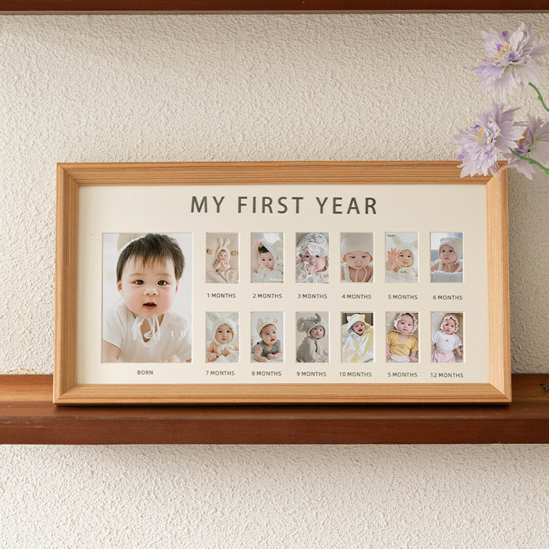 One-Year-Old Photo Frame, Baby's First Birthday Photo Frame, 12-Month-Old Child's Id Photo, Growth Record Commemorative Photo Printing