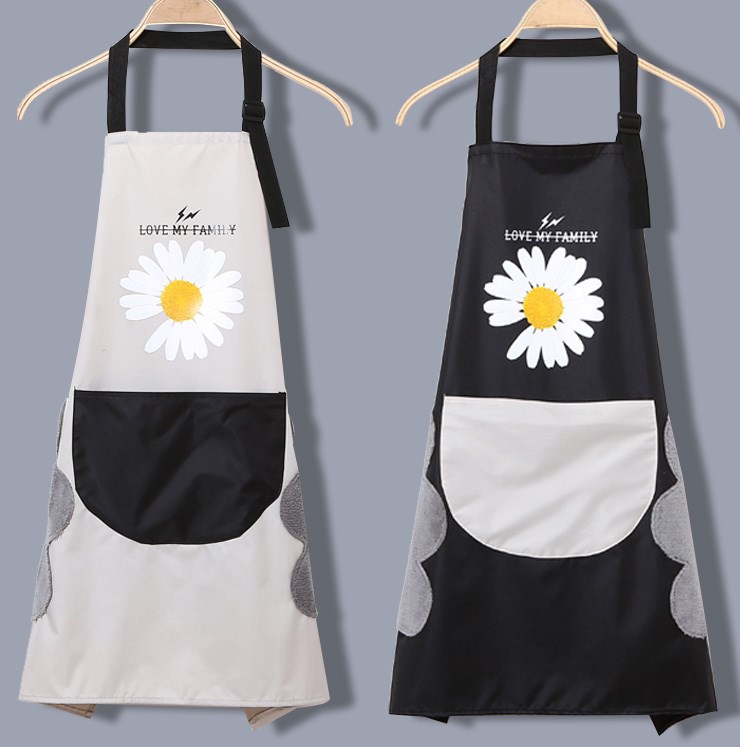 Household wipeable waterproof apron female fashion cute waist Japanese kitchen adult cooking oil-proof apron for men and women