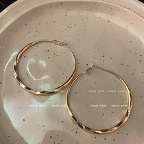 European and American fan big ring ring earrings 2021 New Tide earrings female ear stud metal texture round Europe and America