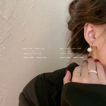  Retro Hong Kong style earrings high-end pearl earrings 2021 new trendy French net red wild Korean earrings women