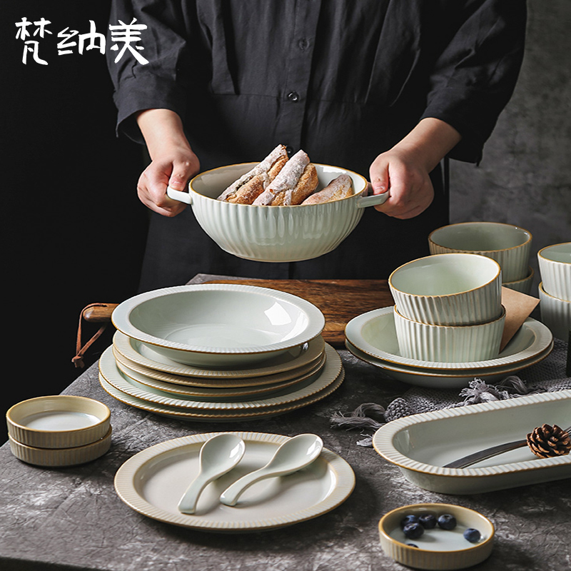Nordic modern light luxury creative tableware dishes set home high-grade simple ceramic bowl combination housewarming gift