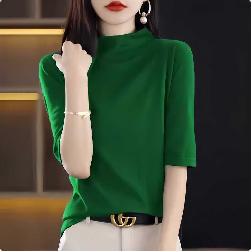Women's Base Layer Shirt for Spring and Autumn, Thin, Loose-Fitting, Mid-Sleeve T-Shirt Top, Stylish 2026 New Model, Light Mature Style, Purple Knit Top Women's Base Layer Shirt for Spring and Autumn, Thin, Loose-Fitting, Mid-Sleeve T-Shirt Top, Stylish 2026 New Model, Light Mature Style, Purple Knit Top