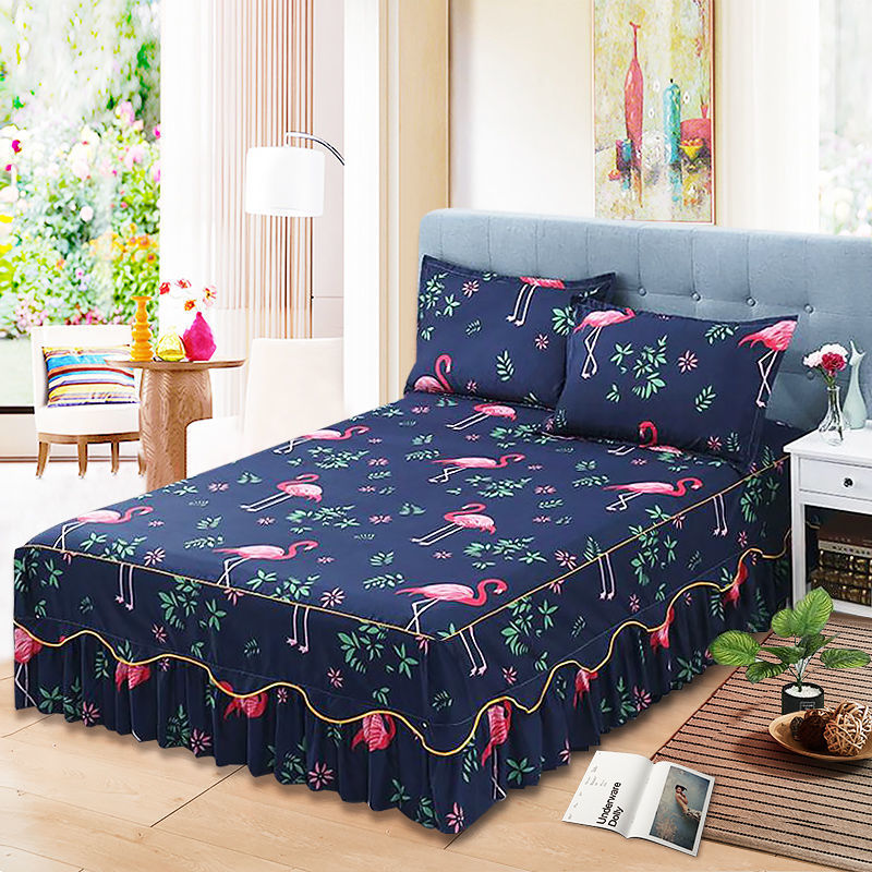 Flamingo bed single piece◆ Anti - skid bed skirt single piece of Han - Edition Princess Bed Bed cover cover more