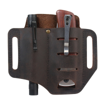 New EDC tactical tool holster retro outdoor storage flashlight cover saber cowhide cover fanny pack universal