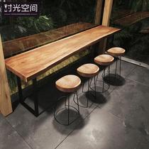 Bar table solid wood home balcony wall long narrow table high bar table and chair combination bar bar table bar chair