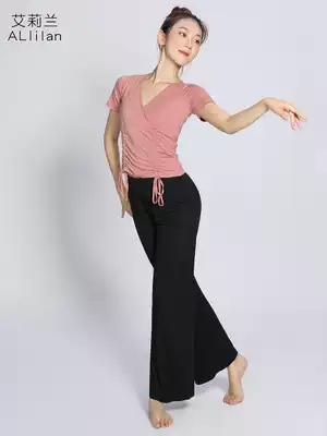 Dance practice clothes female summer body training dance costume classical ballet jacket short sleeve modern wide leg pants set