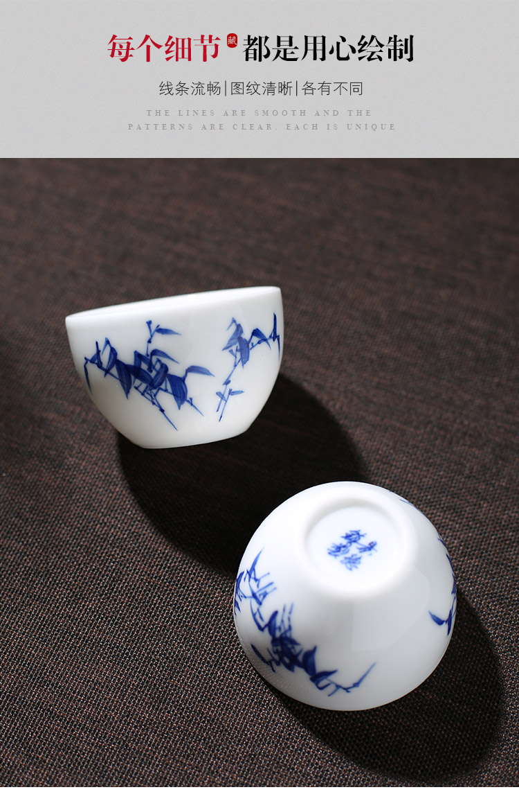 Jingdezhen ceramic sample tea cup single green tea white porcelain, exquisite hand - made single master kung fu tea cups