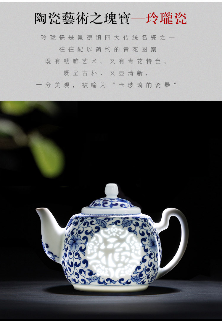 Jingdezhen up the fire which is blue and white and exquisite hand - made ceramic teapot single pot all hand Chinese style household teapot