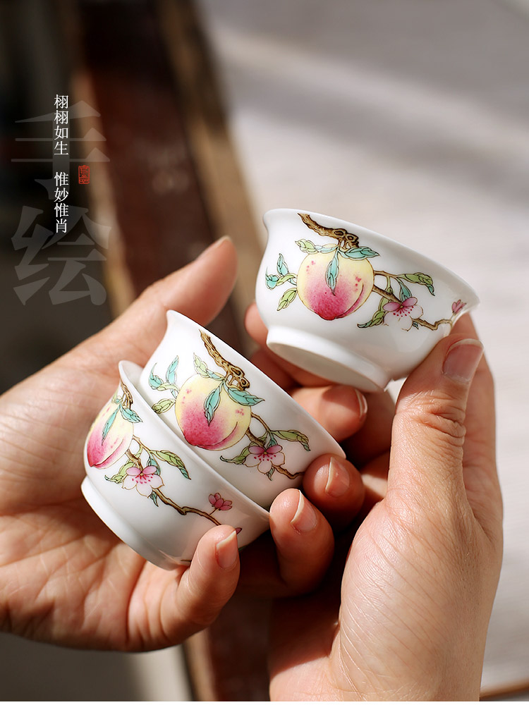 Jingdezhen up the fire which high - grade checking ceramic cups sample tea cup single CPU hand - made pastel kung fu tea set