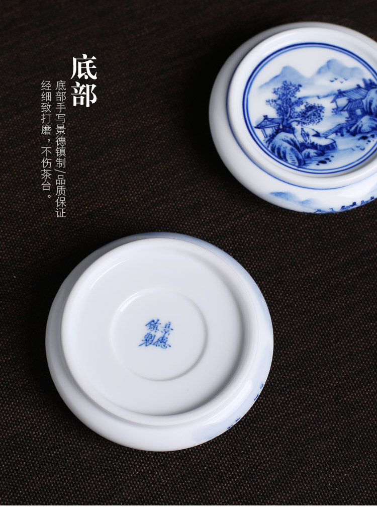 Jingdezhen up the fire which is checking ceramic hand - made porcelain cover set pot holder cover kung fu tea accessories cup mat