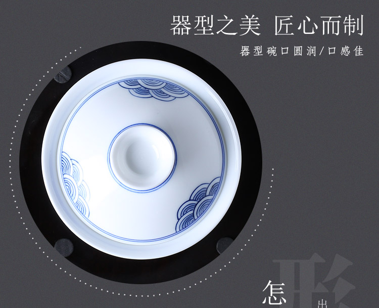 Jingdezhen up the fire which kung fu tea set a complete set of hand - made of ceramic tureen of blue and white porcelain teapot home outfit