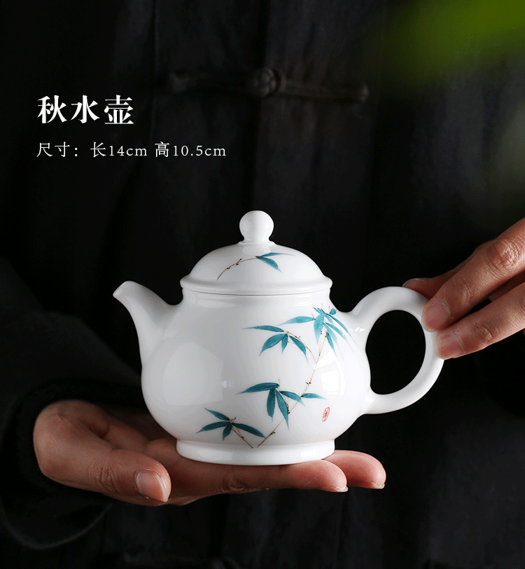 Jingdezhen up the fire which hand - made ceramic teapot single pot of contracted kung fu tea set white porcelain Chinese style household