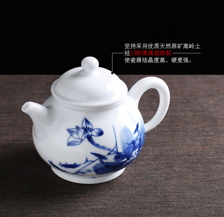 Jingdezhen up the fire which ceramic teapot filtering hand - made kung fu tea set of blue and white porcelain tea, small single pot