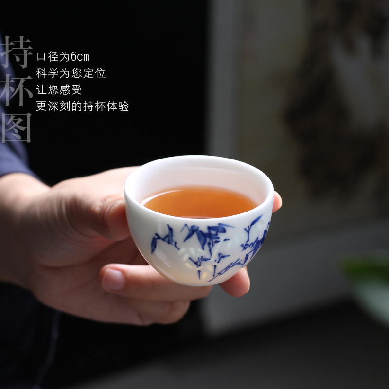 High - grade kung fu tea set ceramic teapot household jingdezhen blue and white exquisite Chinese teacups hand - made tea set