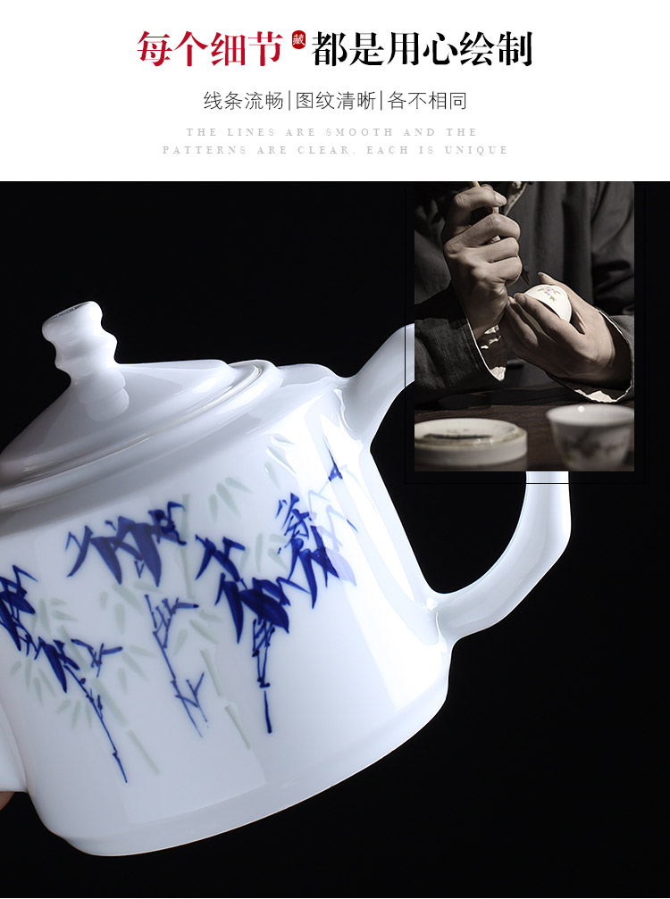 Jingdezhen up fire ceramic teapot single pot which is blue and white and exquisite hand - made kung fu tea set home make tea