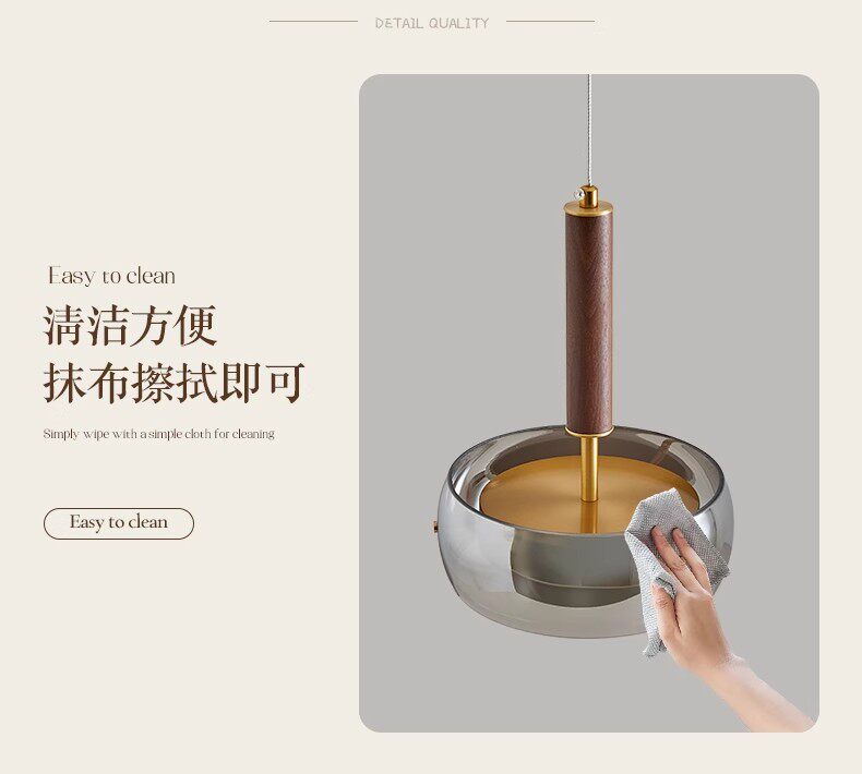 Ресторан люстра 胡桃木餐厅灯吊灯新中式简约家用餐桌玻璃吧台茶室灯三头意式灯具 Other home