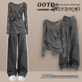 Осенний наряд контрастного цвета, классный и крутой комбинезон для девочек, костюм для женщин, новый осенний наряд 2025 года с полным комплектом