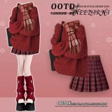 Демисезонный красный оберег на день рождения, трикотажный свитер с косичкой, свободный крой, изысканный стиль