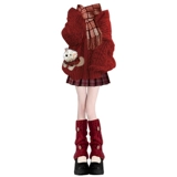 Демисезонный красный оберег на день рождения, трикотажный свитер с косичкой, свободный крой, изысканный стиль