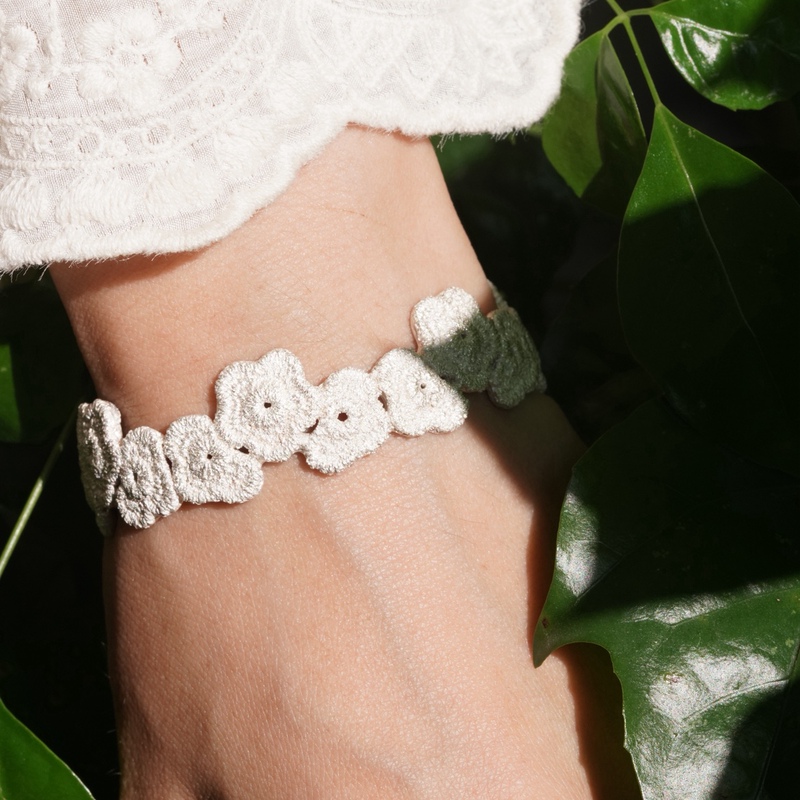 Zhuosu Handmade S925 Sterling Silver French Lace Bracelet Original Design Niche Fabric Texture Open Bracelet