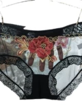 Сексуальные трусы, кружевные штаны, вышивка, 3 шт., с вышивкой, средняя посадка, большой размер